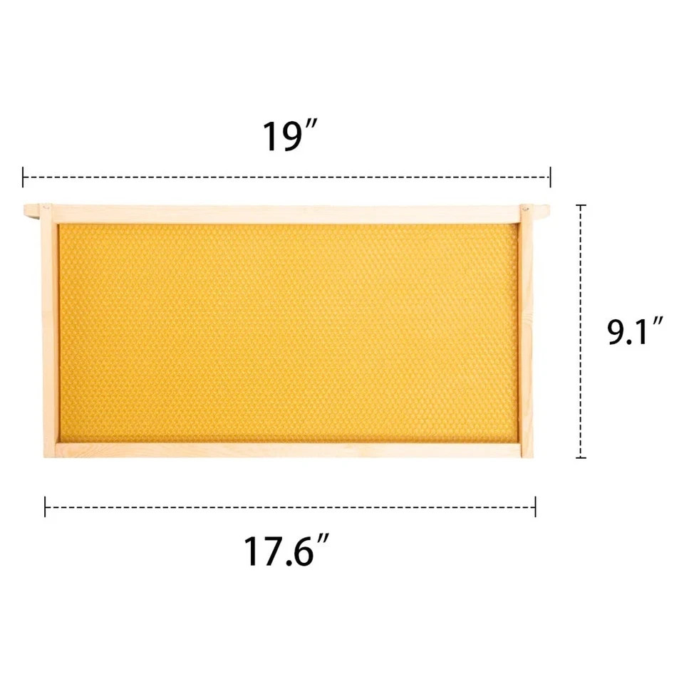 Deep Brood Beehive Frames with Wax Foundation,10 Pack Honey Bee Frames with 1...