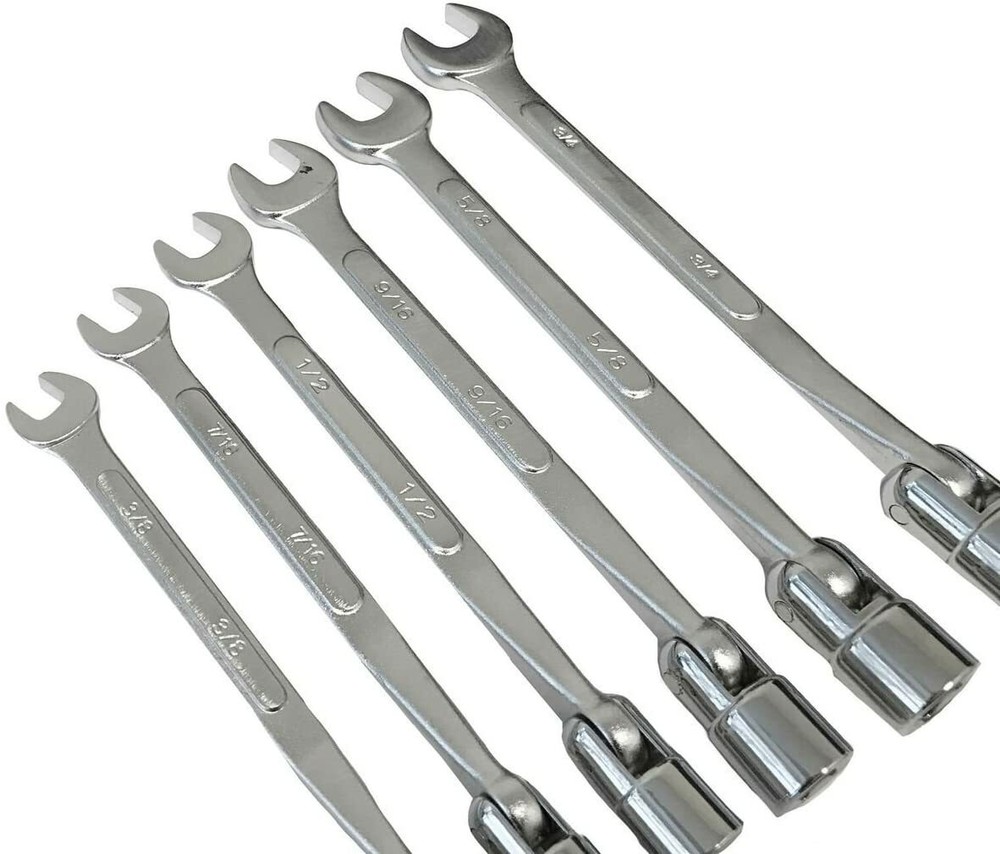 6 PC MM FLEX SOCKET 6 POINT FLEXIBLE HEAD AND OPEN END METRIC WRENCH SET