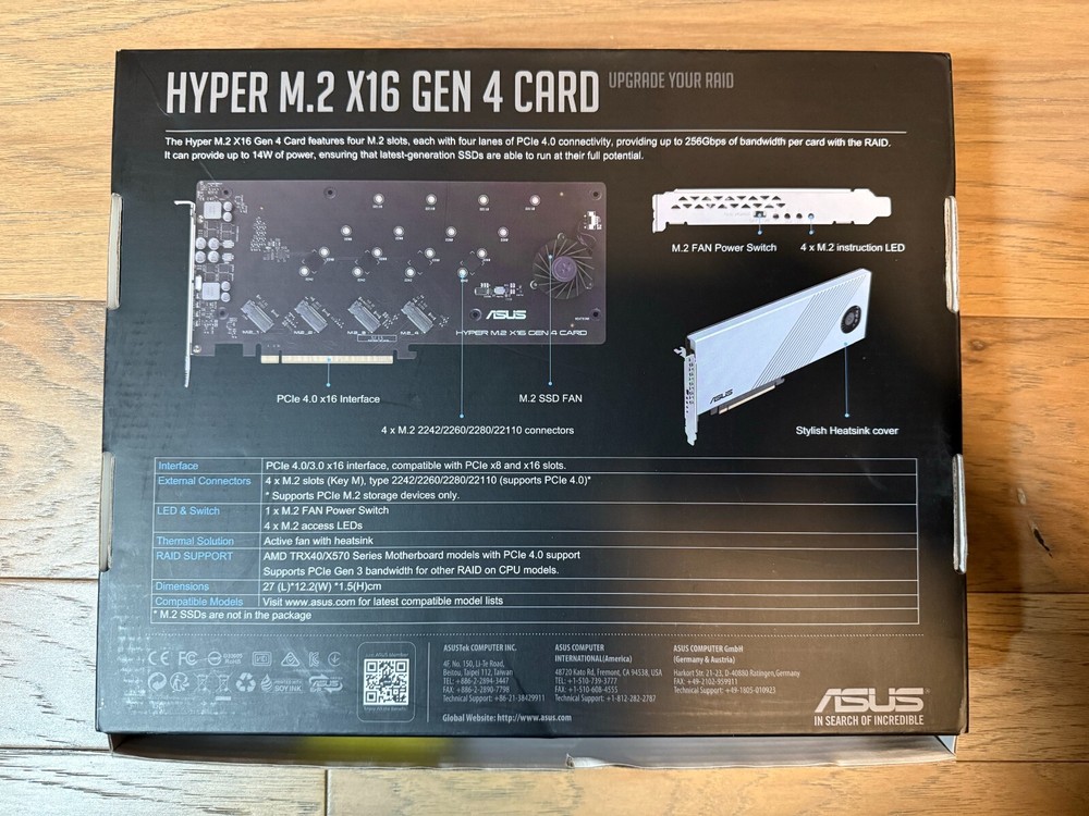 ASUS Hyper M.2 X16 RAID Card PCIe 4 - GEN 4 Expansion Card