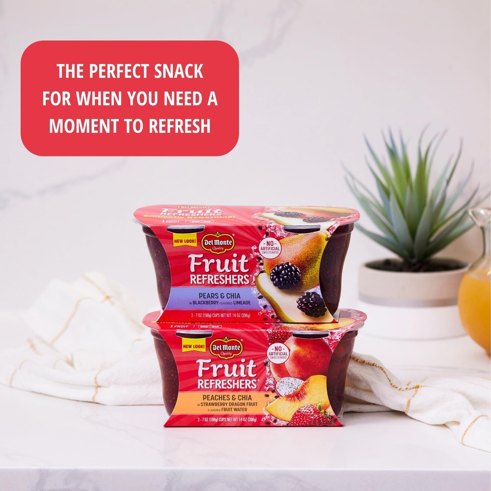 Del Monte Fruit Refreshers Grapefruit and Oranges 12 Pack Fruit Cups 7oz