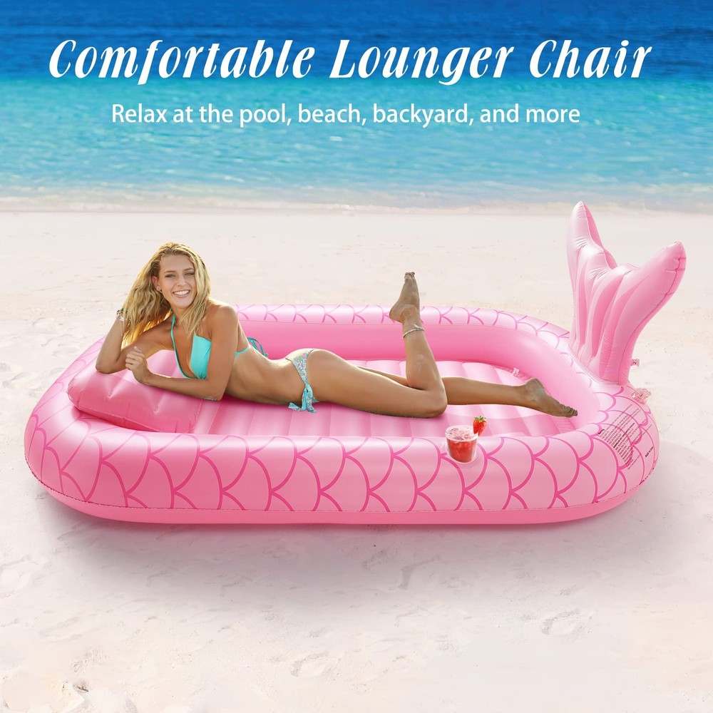 Inflatable Tanning Pool Float 72.8" x 49.2" Summer Beach Raft