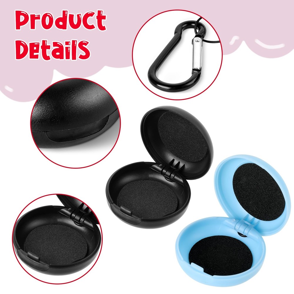 Giantree 2pcs Earplug Cases, Round Potable Ear Plug One Size, black+blue