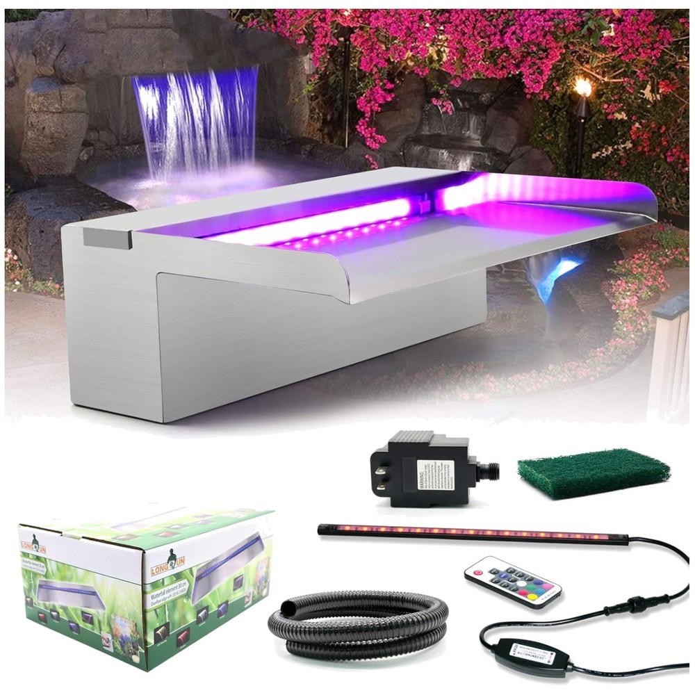 Stainless Steel Waterfall Spillway with LED Light