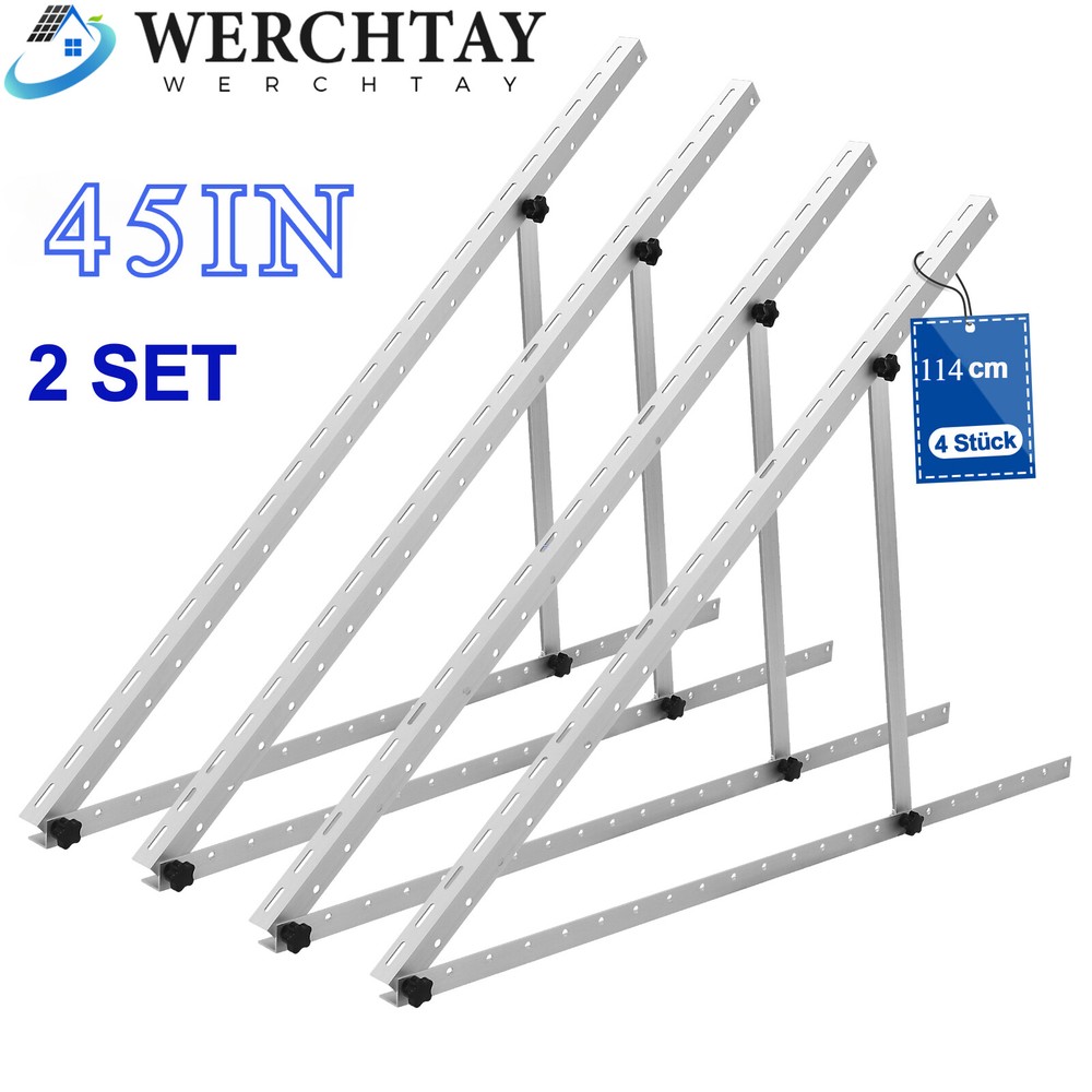 Solar Panel RV Tilt Mount Brackets 45In Roof Flat Surface Adjustable Frame 2 set