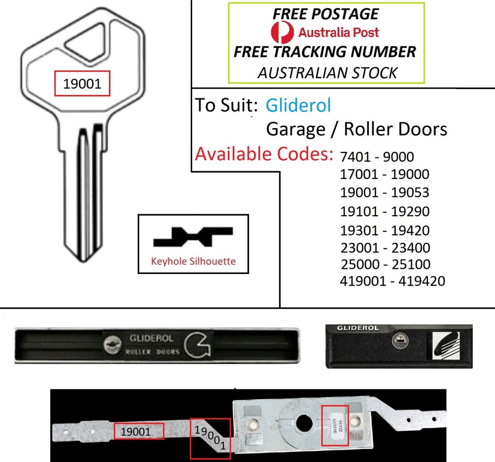 Key Cut to Code - Gliderol Roller Rolla Garage Door Replacement Spare Keys