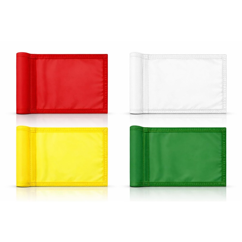 Set of 4 Single Sided 8x6 Inches Solid Golf Polyester Flag - Mini Putting Gre...