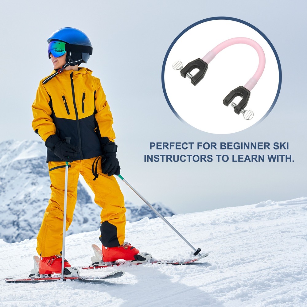 Ski Tip Connector, Snowboard Clip Ski Training Aid Basic Turning 2 Pcs & Pink
