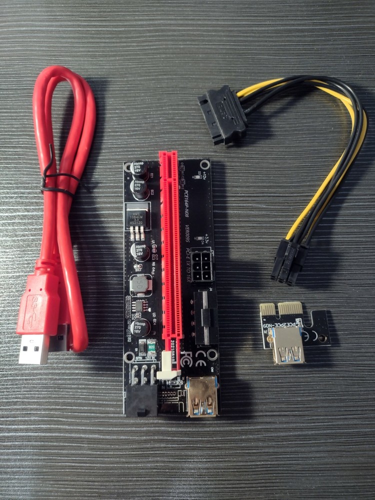 VER009S PCI-E Riser Card PCIe 1x to 16x GPU 3.0 Data Cable for Bitcoin Mining