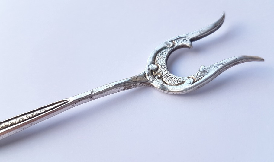 Fork/ Serving fork/ Lemon fork, Flower/ Edelweiss, 800 Silver, around 1900 L582