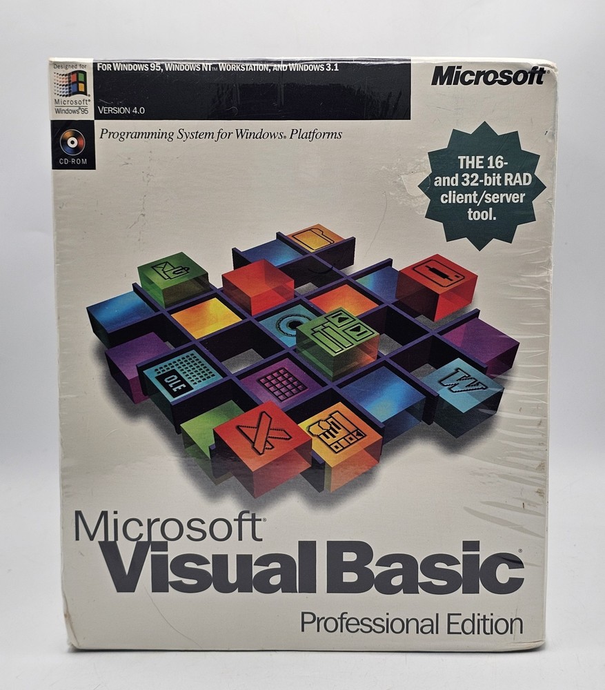 Microsoft Visual Basic 4.0 VB 4 Professional PRO Edition Windows 95+ PC SEALED