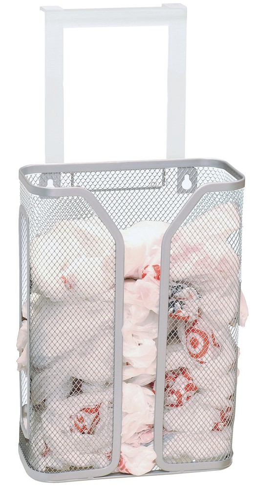 Over The Cabinet Door Grocery Bag Holder, Silver