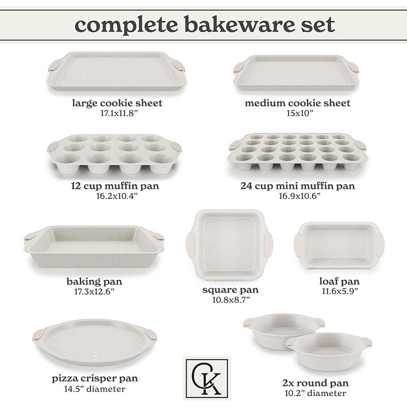 Stackable Non Stick Baking Set 10 Piece Silicone Handles Durable Bakeware Set US