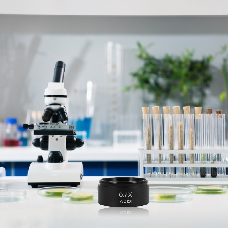 WD120 0.7X Microscope Auxiliary Objective Lens 48mm Thread Microscope Accessory