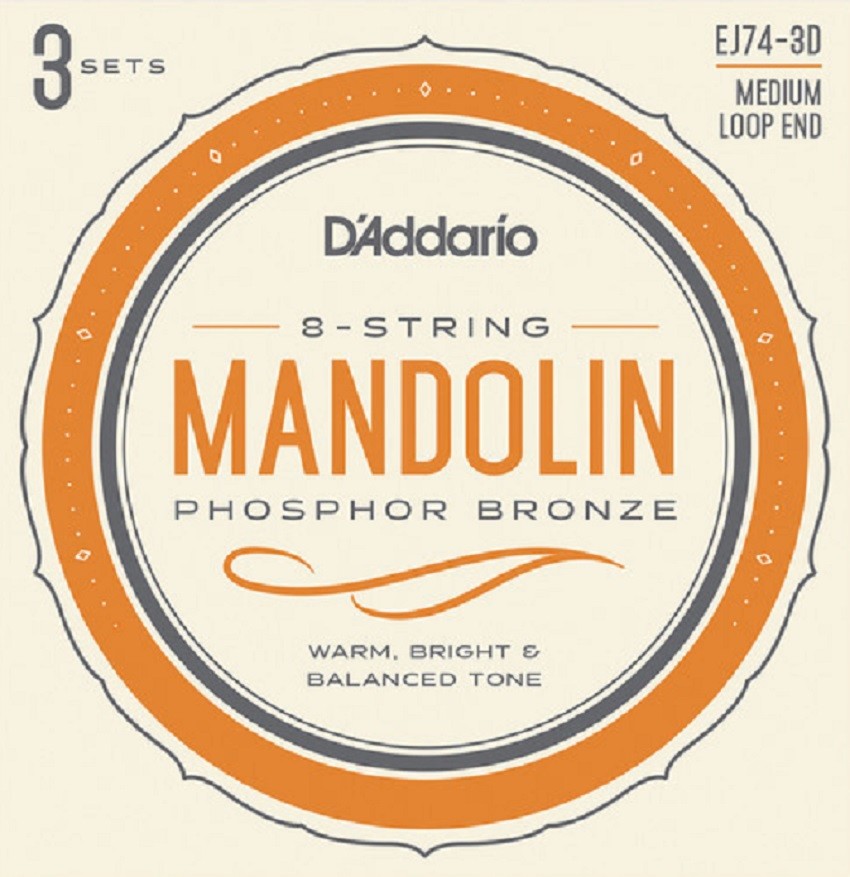 3 Sets D'Addario EJ74 Mandolin Strings, Phosphor Bronze, Medium, 11-40 EJ74-3D