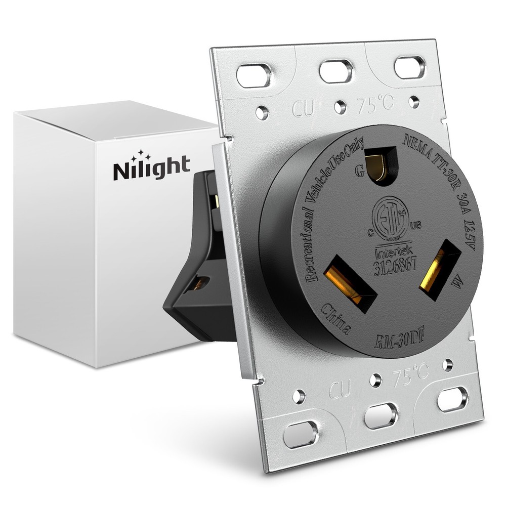 Nilight 30AMP RV Power Outlet 125V NEMA TT-30R Heavy Duty RV Receptacle
