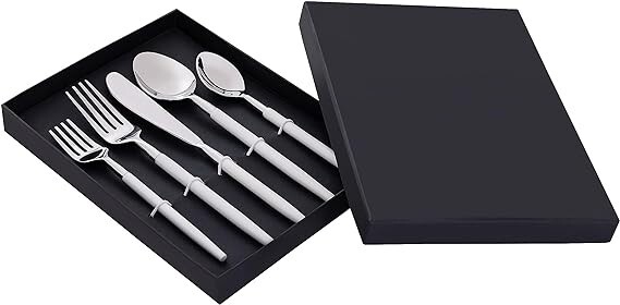 White Print Cutlery Set
