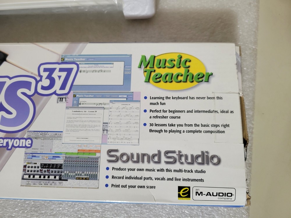 M-Audio Evolution eKeys 37 Musical Keyboard USB - White - use w/ PC or Mac - New
