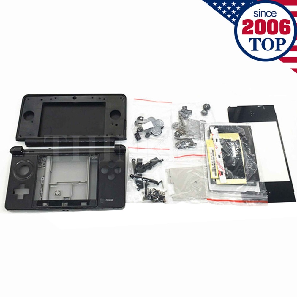 Full Housing Shell Case for Nintendo 3DS System Replacement Screen Console Black