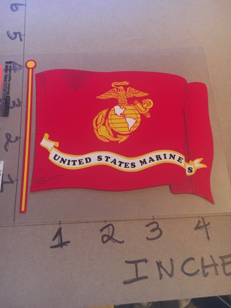 USMC US Marines Flag Window Decal (Applied outside)