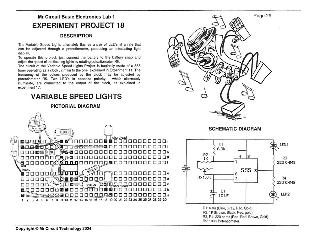 MC1-18 ** Mr Circuit Science ** Experiment Kit -VARIABLE SPEED LIGHTS