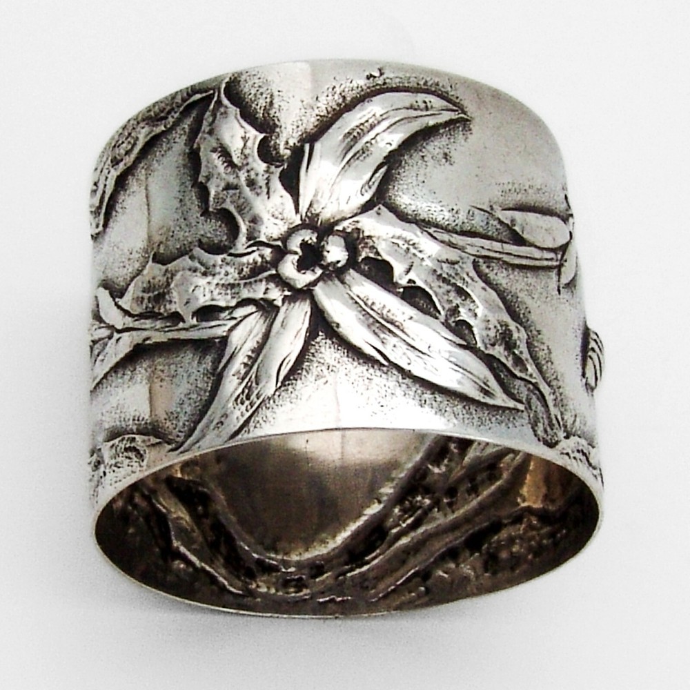 Floral Napkin Ring German Hanau 800 Silver No Mono