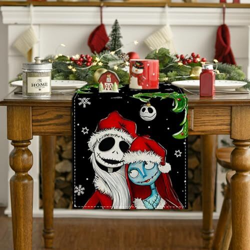 Christmas Table Runner Halloween Tablecloth Christmas Nightmare Before Decor
