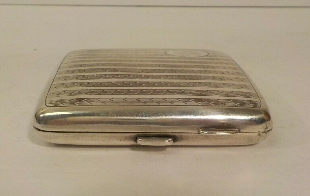 English Sterling Silver Cigarette Case, c. 1922, Monogram
