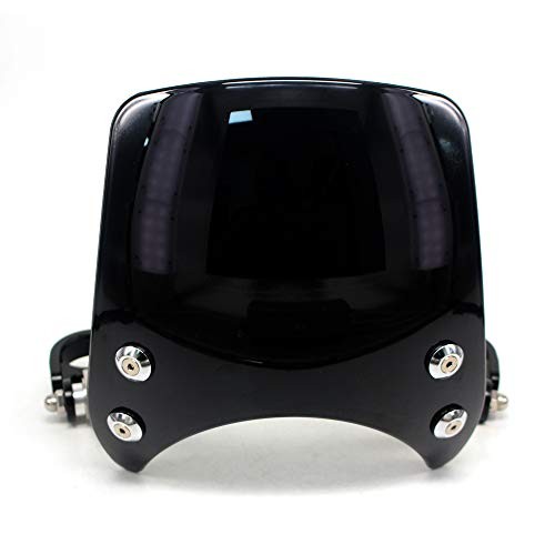 Windscreen 5" Round-Headlight Windshield 39-41mm Fork Mount Compatible Black