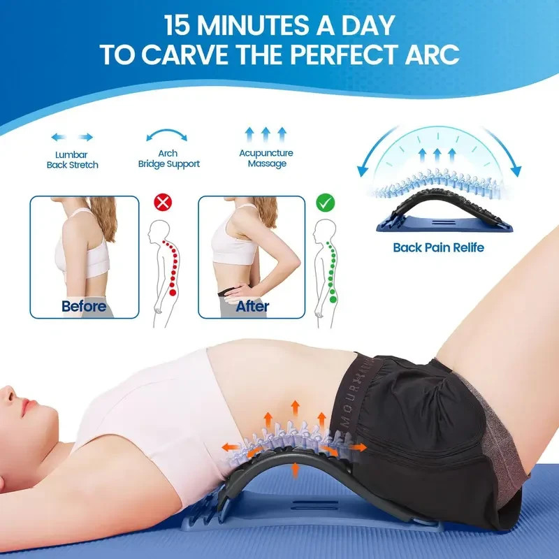 Upgraded 4 Level Back Stretcher for Lower Back Pain Relief, Back Cracking Device