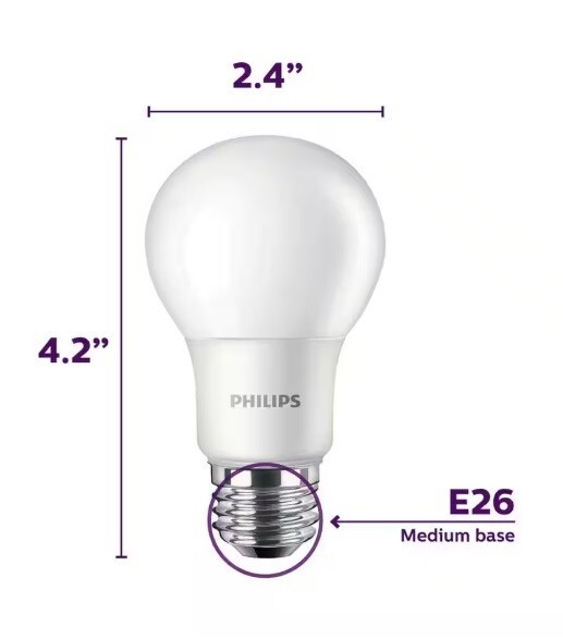 Philips 40-Watt Equivalent A19 Non-Dimmable E26 LED Bulb EyeComfort 5000K 4-Pk