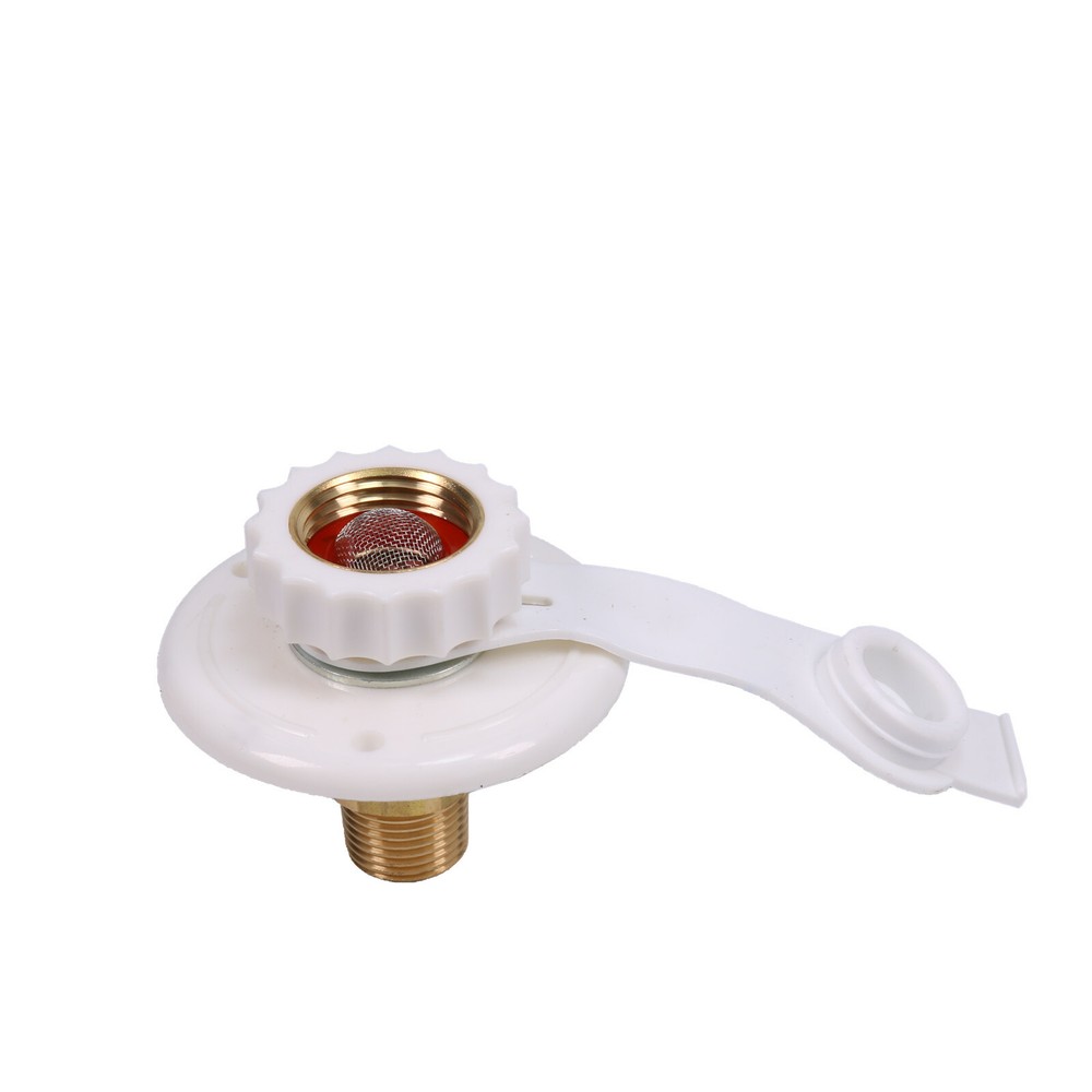 white RV CITY WATER FILL Inlet flange BRASS w/Check Valve For Trailer Marine
