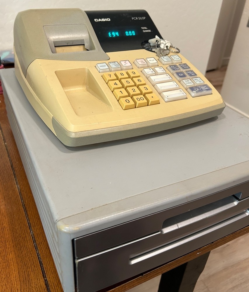 Casio PCR-265P Electronic Cash Register w/ Keys + Play Money, Error Code E94