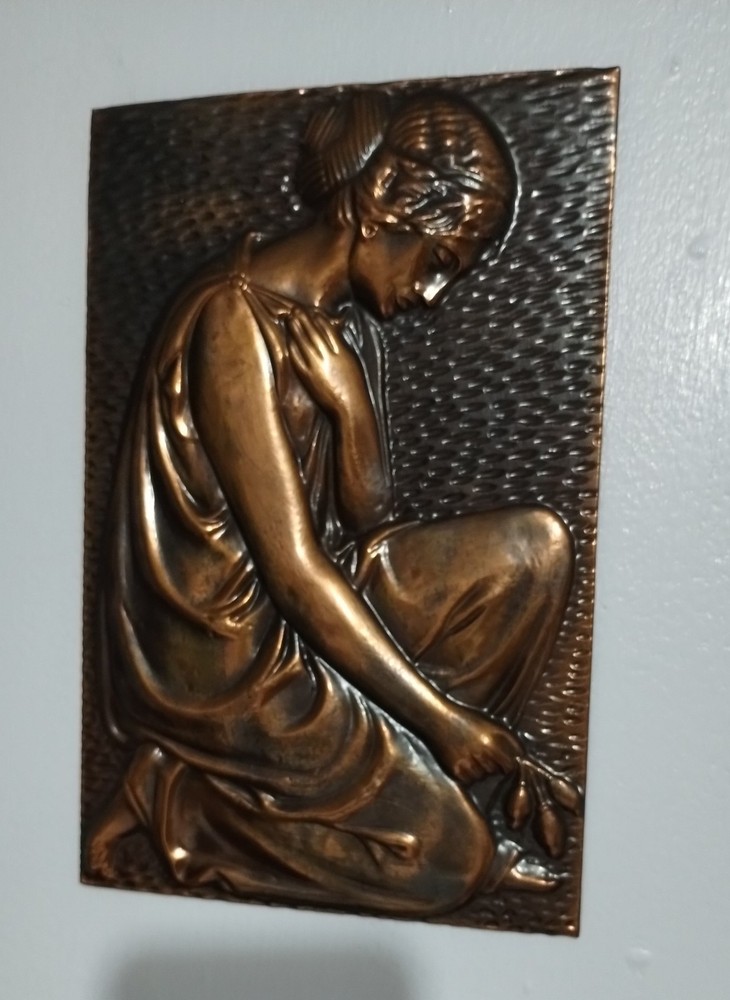 VINTAGE EMBOSSED COPPER RELIEF ARTWORK - 11"×7"