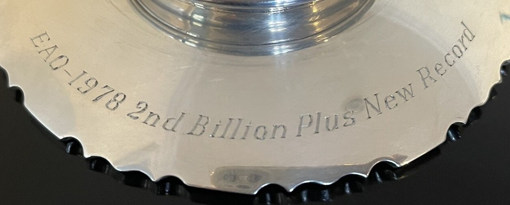 Sterling Silver Presentation Bowl “EAO 1978 2nd Billion Plus New Record”
