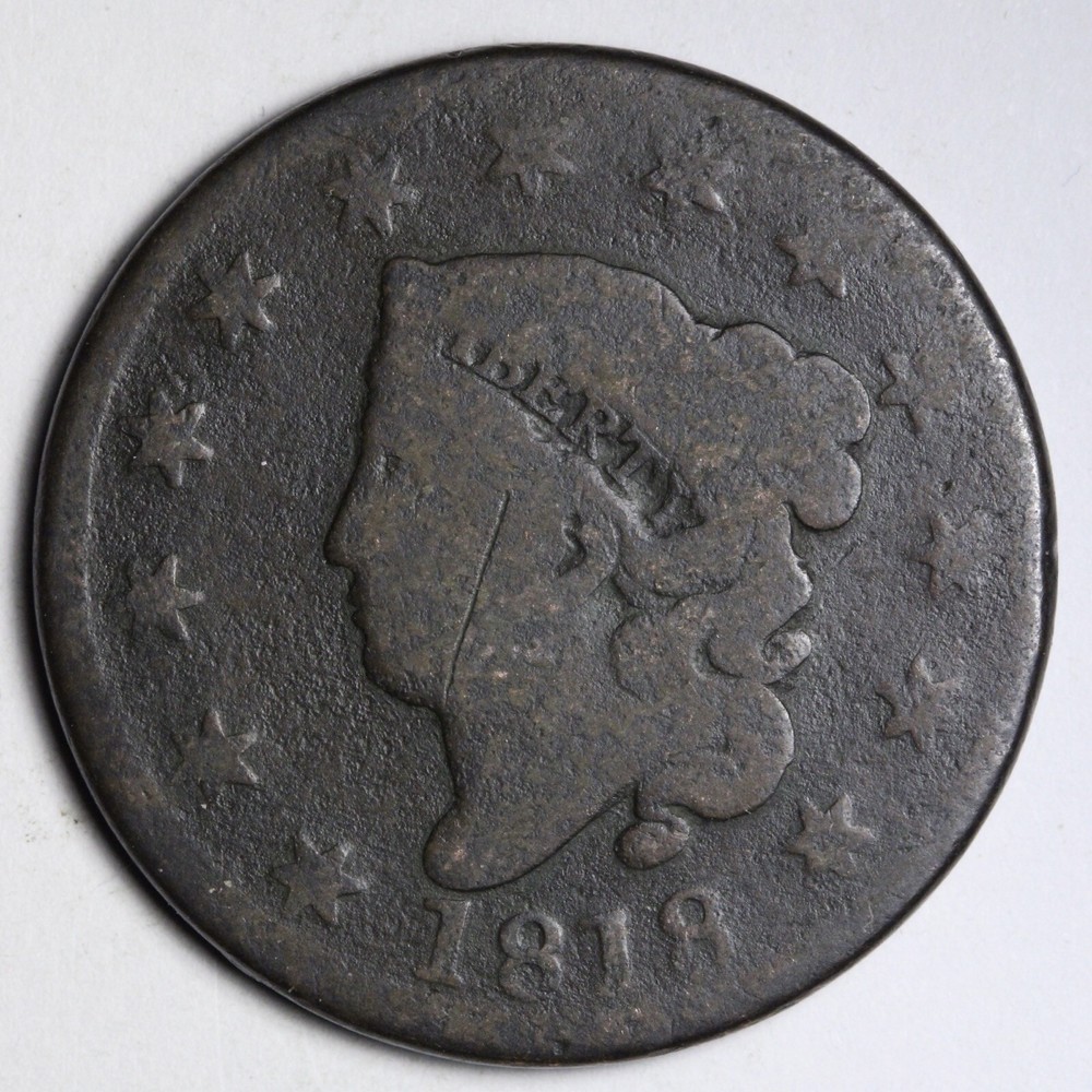 1818 Coronet Head Large Cent CHOICE GOOD/VG+ E310 KCH