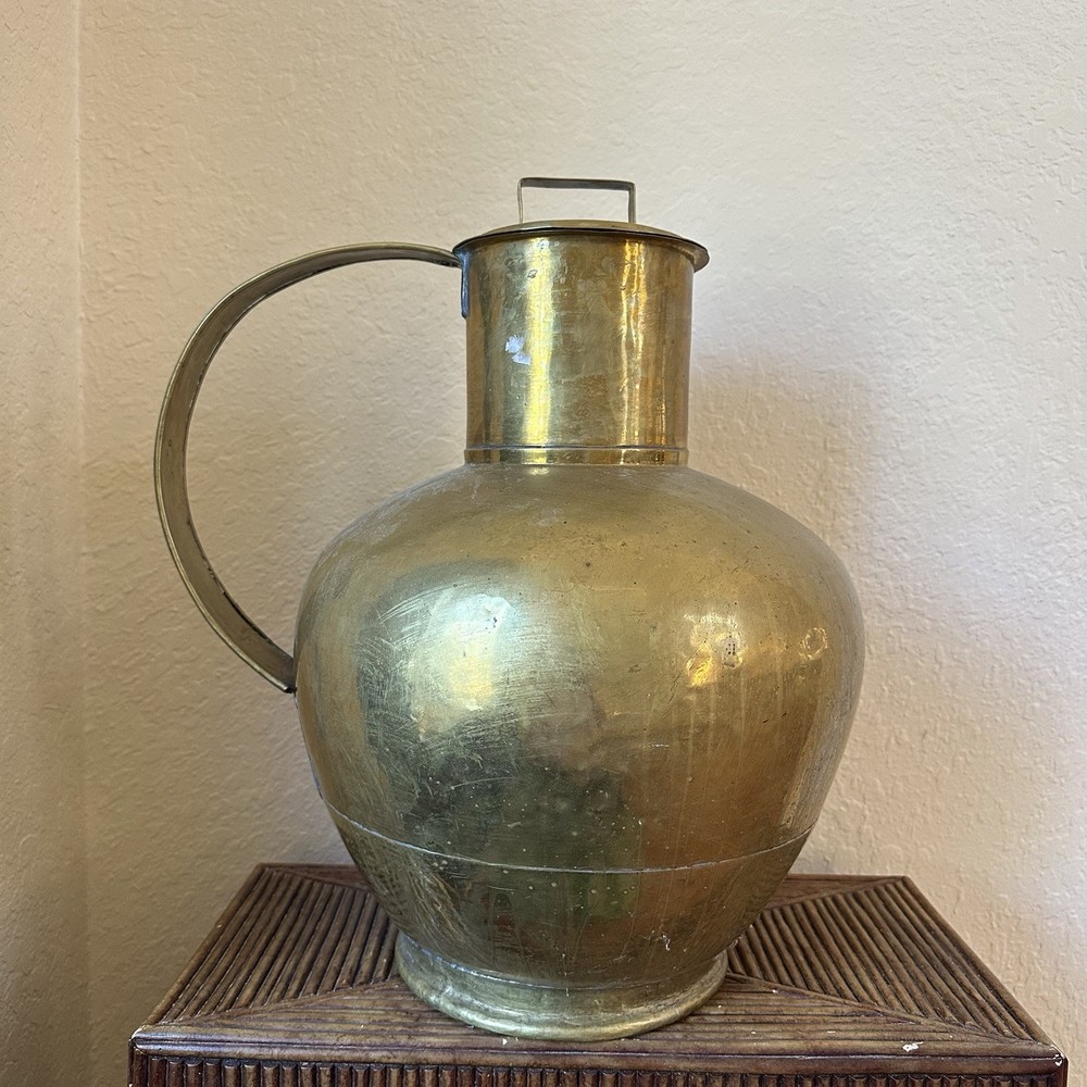 Antique Solid Brass Large 22” Milk Jug