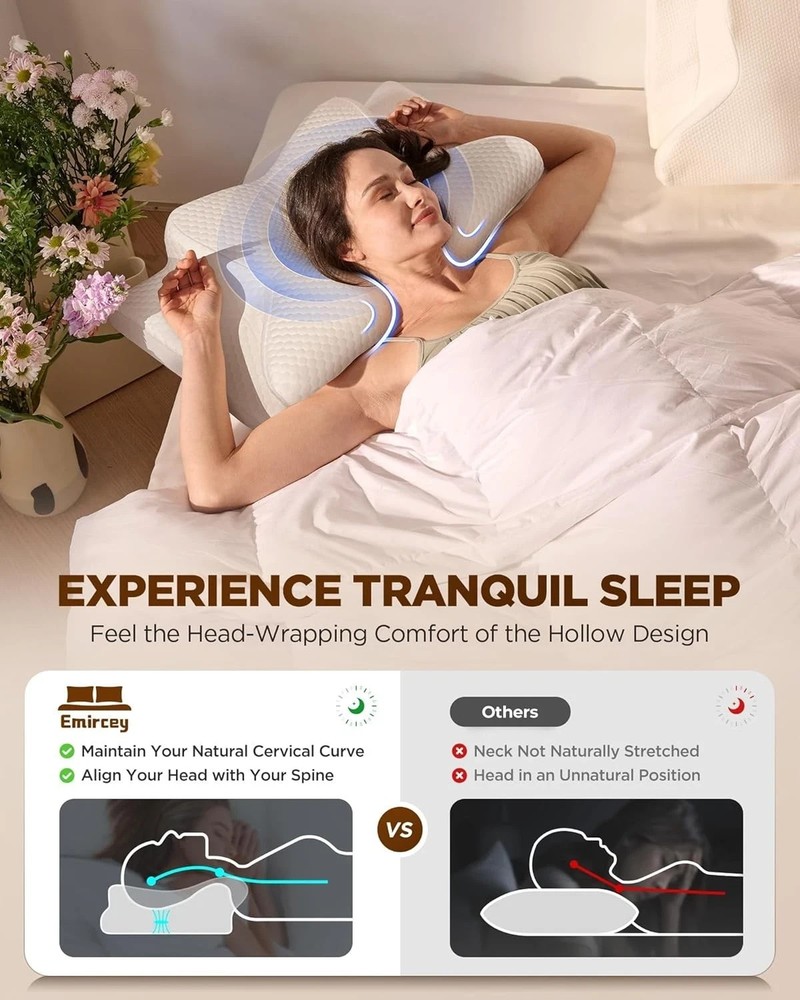 Dream Without Pain Ergonomic Cervical Neck Pillow - Cooling Memory Foam Support