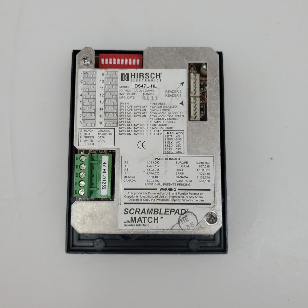 Hirsch DS47L-HL High Intensity Display ScramblePad Missing Top Piece