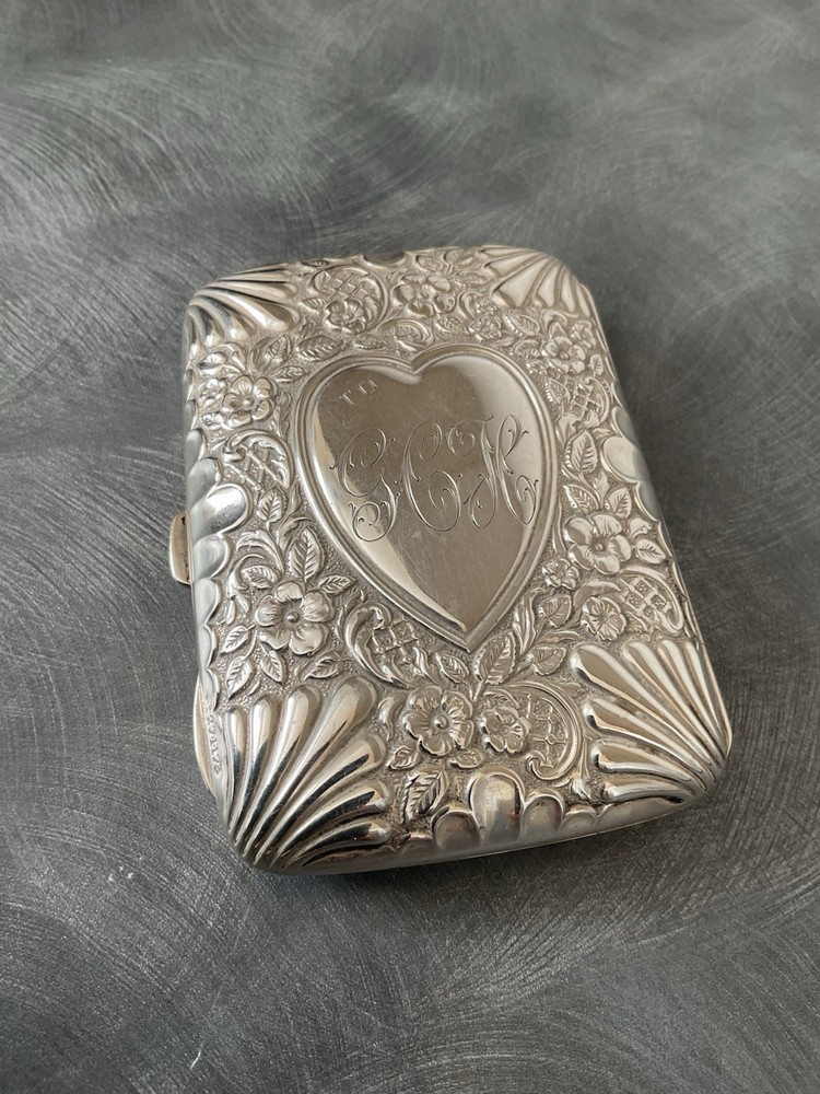 RARE SUPERB SOLID SILVER VICTORIAN CIGARETTE CASE WILLIAM THORNEYWORK 1897 84g