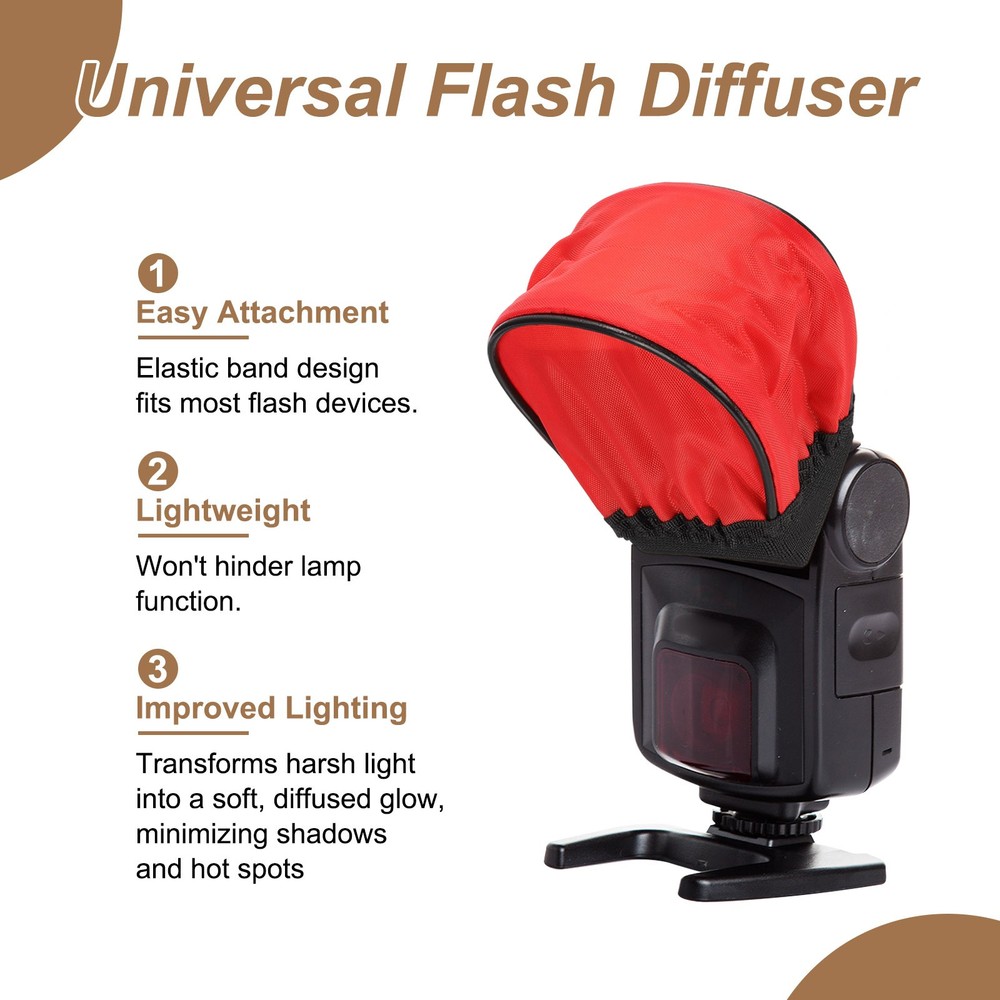 2pcs 3.7" x 3.5" Soft Mini Flash Bounce Diffuser Cap, for Flashlight, Red