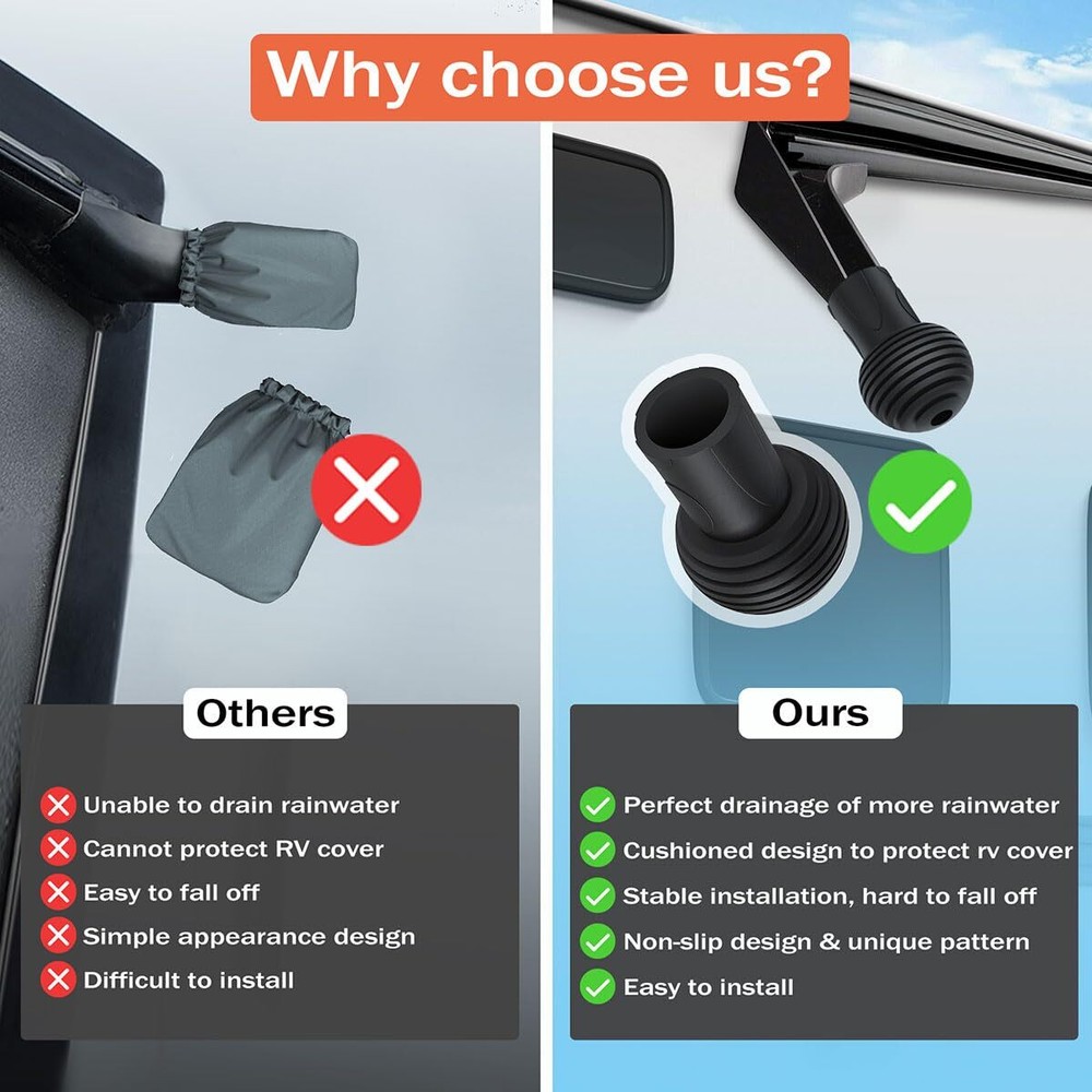 4-Pack RV Gutter Spout Caps RV Cover Protector Prevents from Gutter Spout Damage