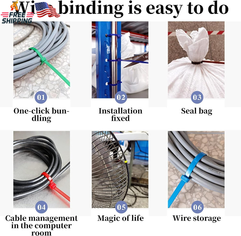 1200 Pieces Zip Ties, Multi-Purpose Assorted Colored Self-Locking Nylon Cable Zi