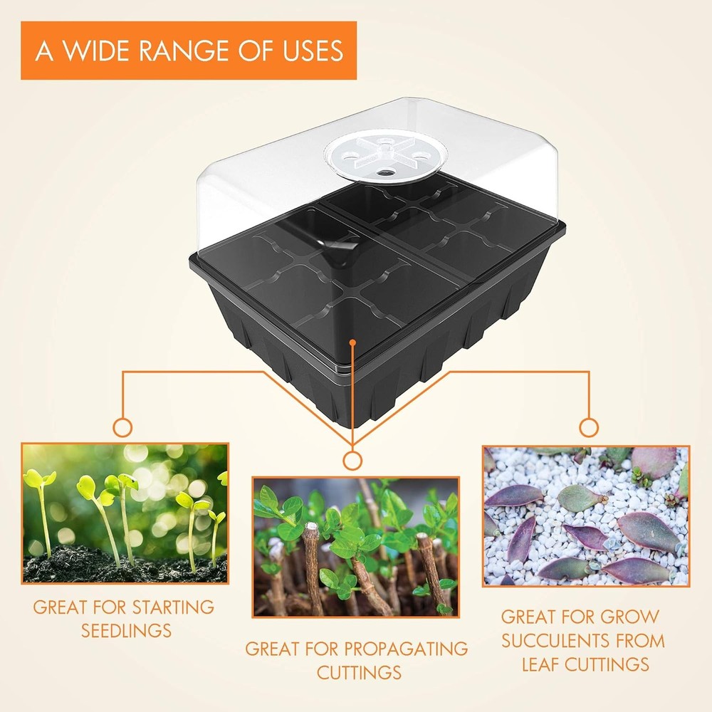 3 Pack Seed Starter Tray Germination Kit Seed Starter Kit W/ Adjustable Humidity