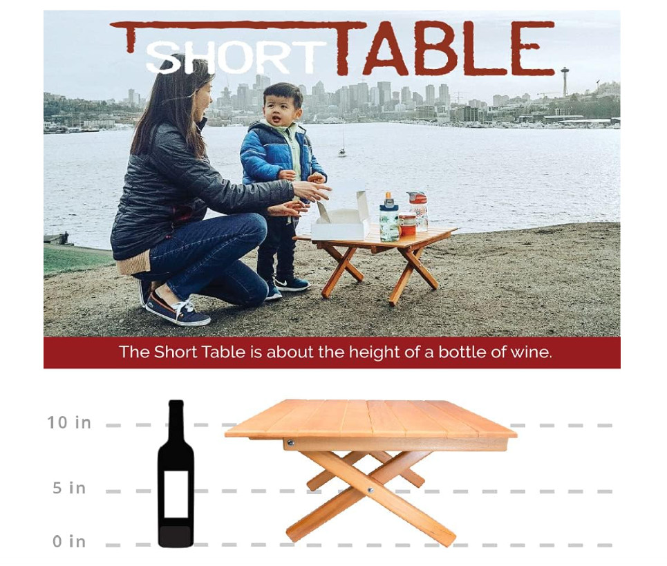 Simple Setup Basic Short Table All-Purpose Use Portability-Beach, Picnic, Camp