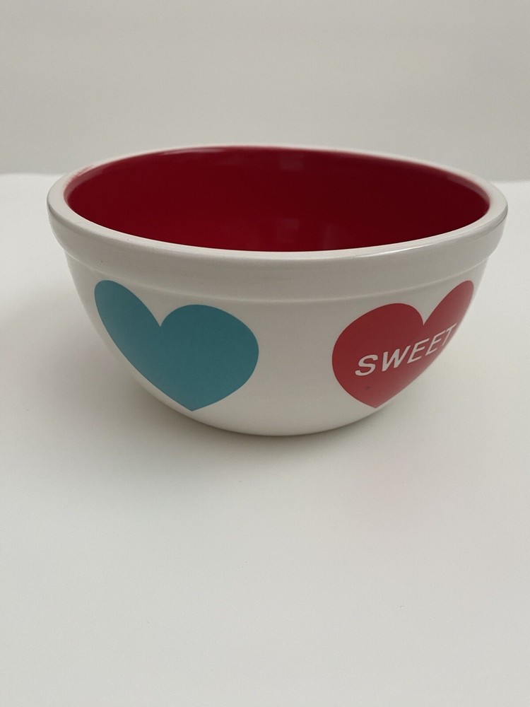 Heart Ceramic Bowl Valentines Conversation Hearts 6”