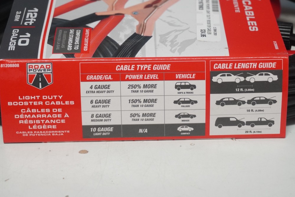 Light Duty 12ft Booster Cable