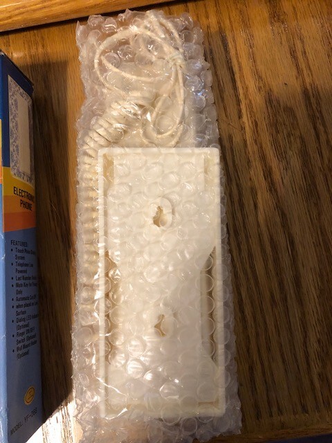 VINTAGE White Push Button Slim Wall Electronic Phone In Box