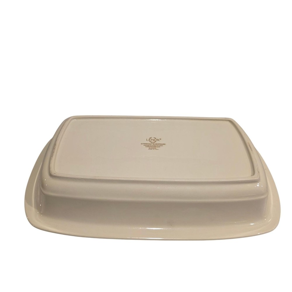 LENOX Eternal Bakeware Ivory Gold Trim Rectangular Bake Roasting Dish