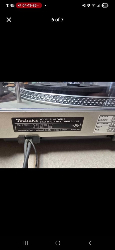 Technics SL-1600MK2 Automatic Turntable READ