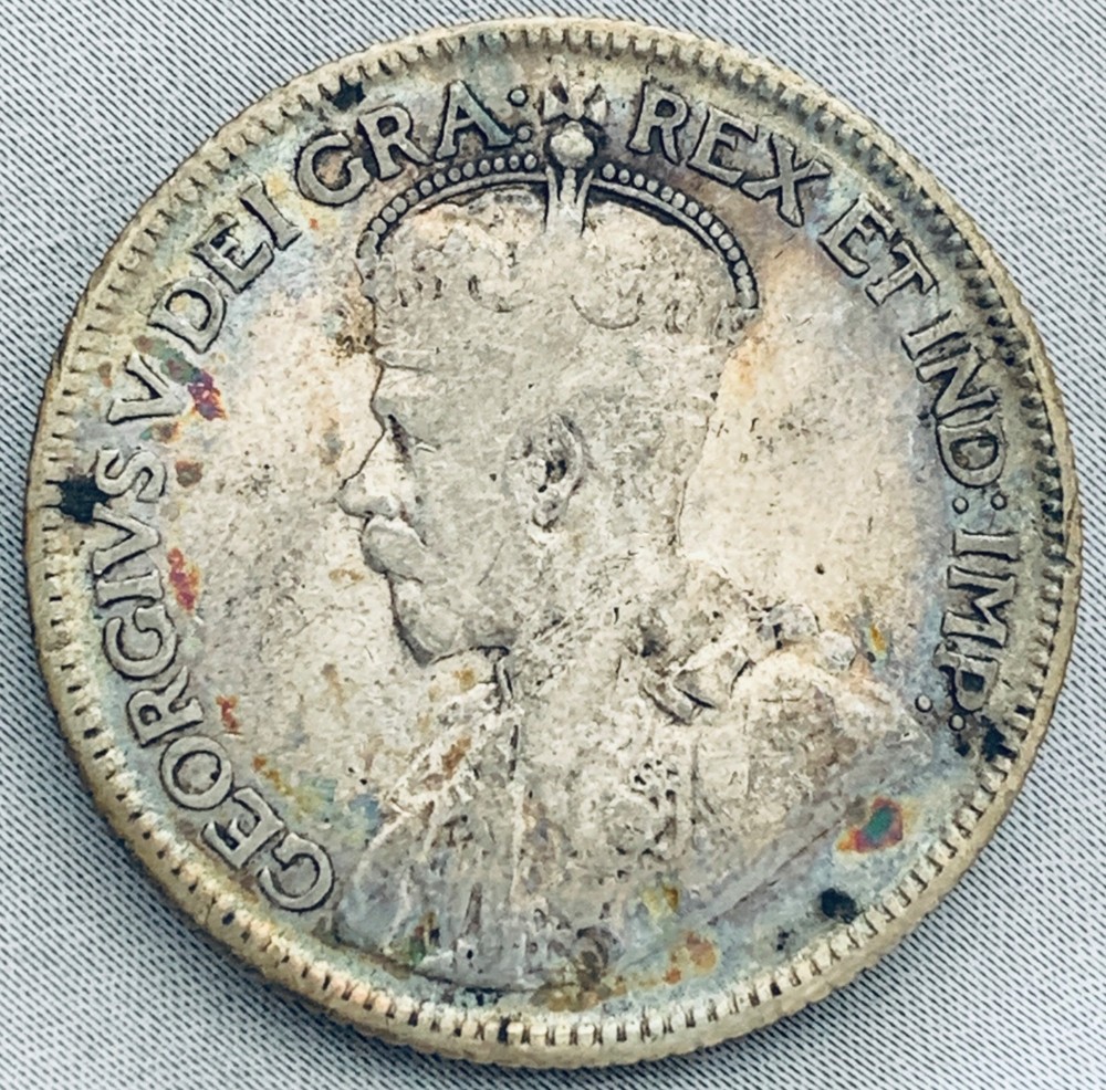 1936 Canada 25 Cents Silver Coin - Dot